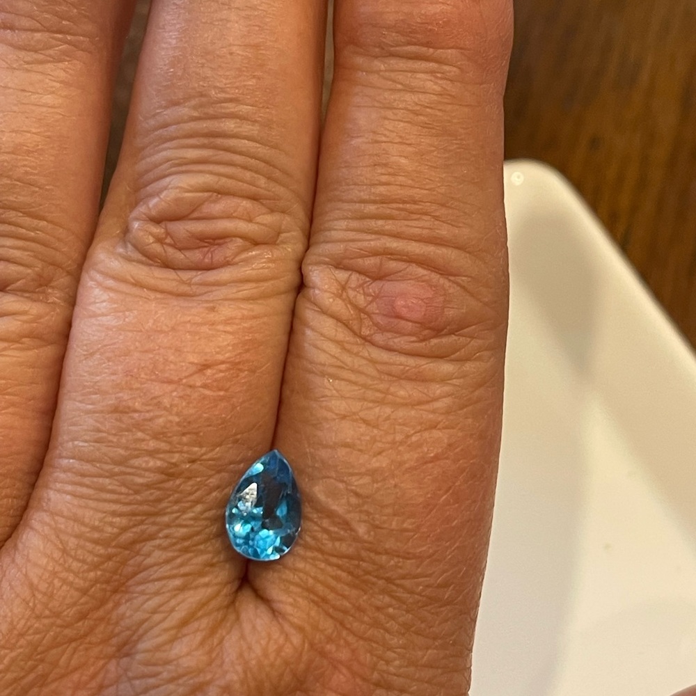 Loose blue topaz stone. Pear shaped